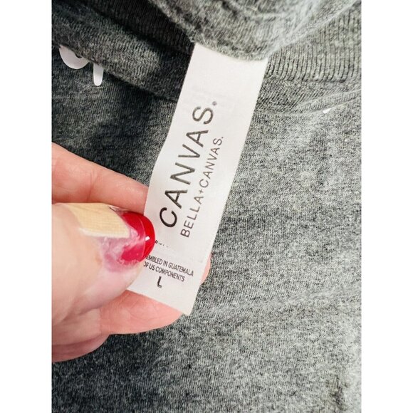 Bella Canvas Biggest Fan Football Mom T-Shirt~Size L~Grey/White Proud Mama L9 11 - Picture 6 of 7